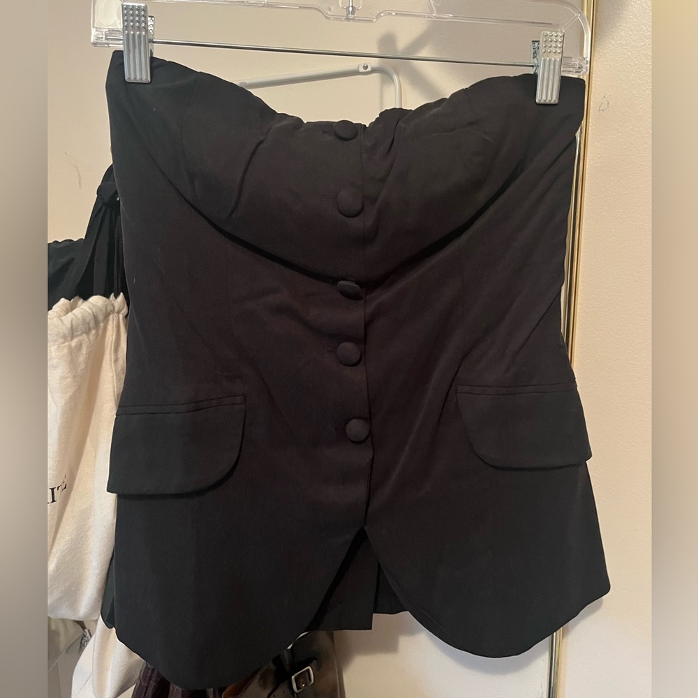 Reformation Black Strapless Tonya Top Sz 2 - Picture 4 of 7